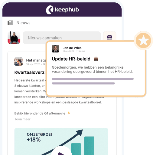 Mobiele weergave van sociaal intranet software voor medewerkers